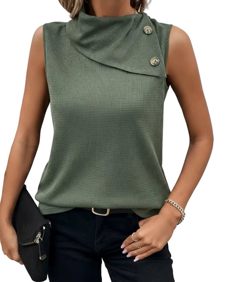 Women's Asymmetrical Cowl Neck Sleeveless Tank Top