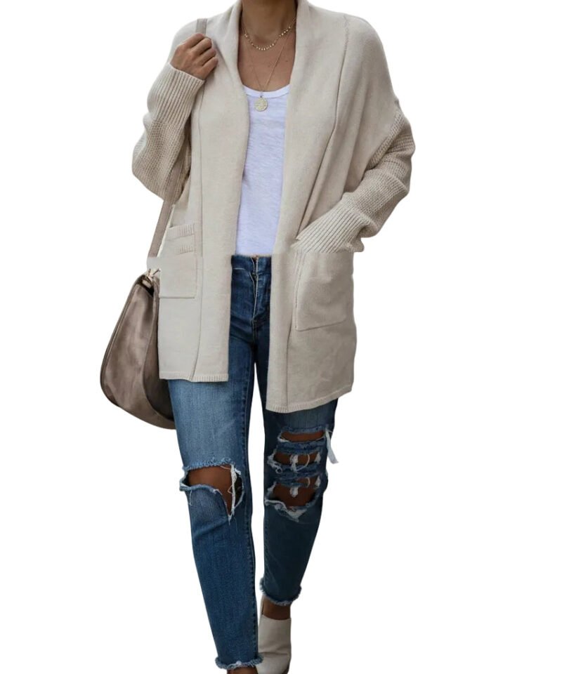 Women's Bat Sleeve Thick Knit Cardigan Sweater Coat