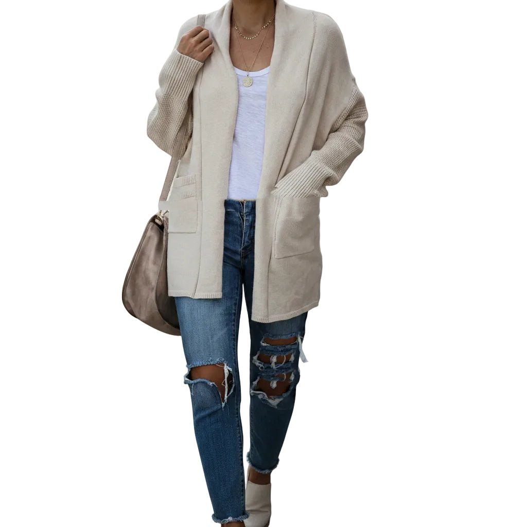 Women's Bat Sleeve Thick Knit Cardigan Sweater Coat