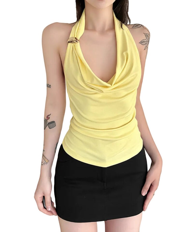 Women's Slim Fit Halter Neck Sleeveless Tank Top