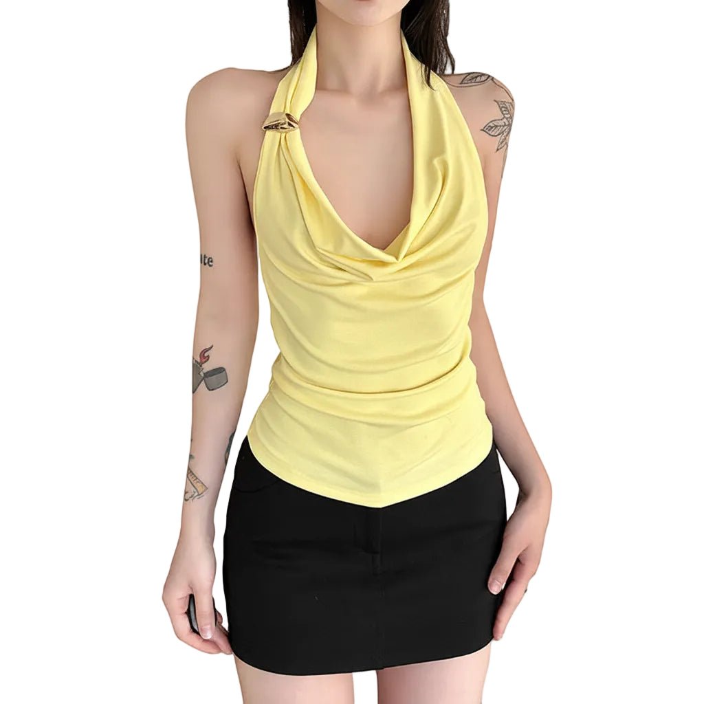 Women's Slim Fit Halter Neck Sleeveless Tank Top