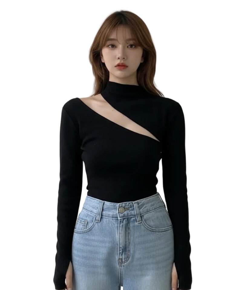 Women's Hollow Knit Off Shoulder Pullover Sweater
