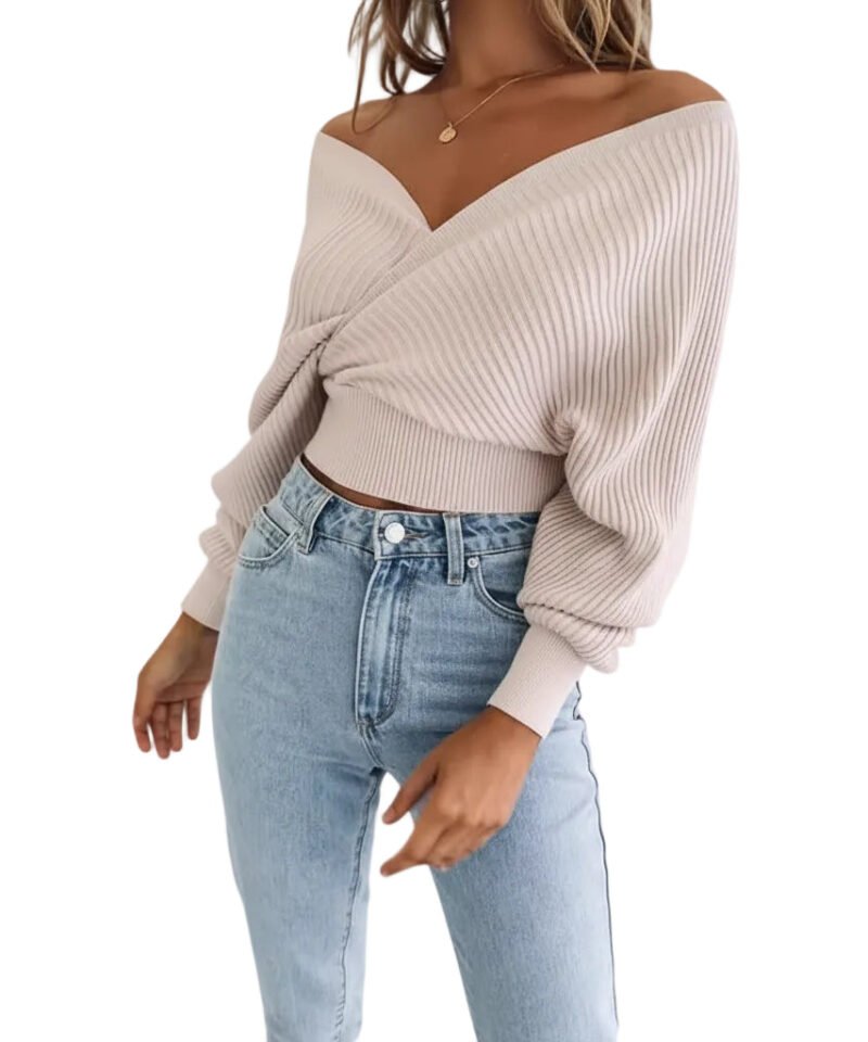 Women's Loose Fit Lantern Sleeve Pullover Sweater