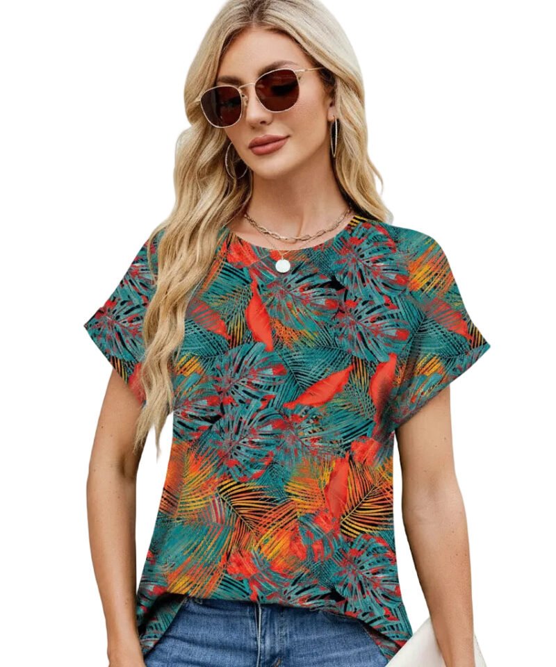 Women's Personality Printed Loose Fit Casual T Shirt