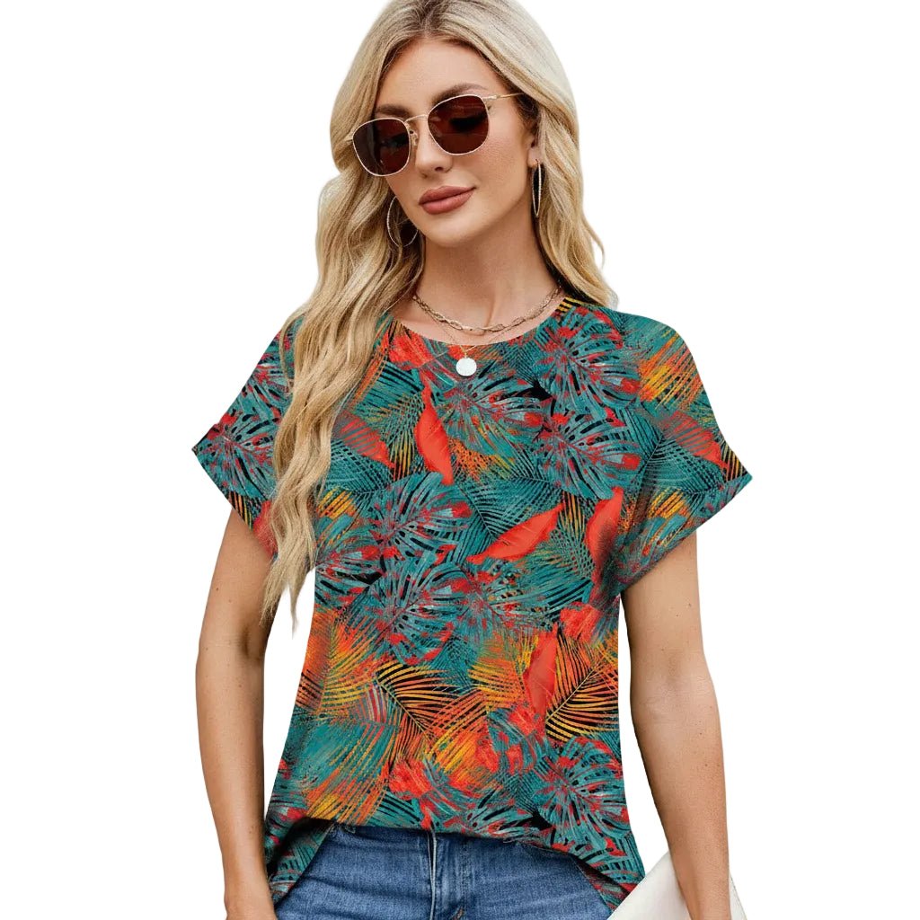 Women's Personality Printed Loose Fit Casual T Shirt