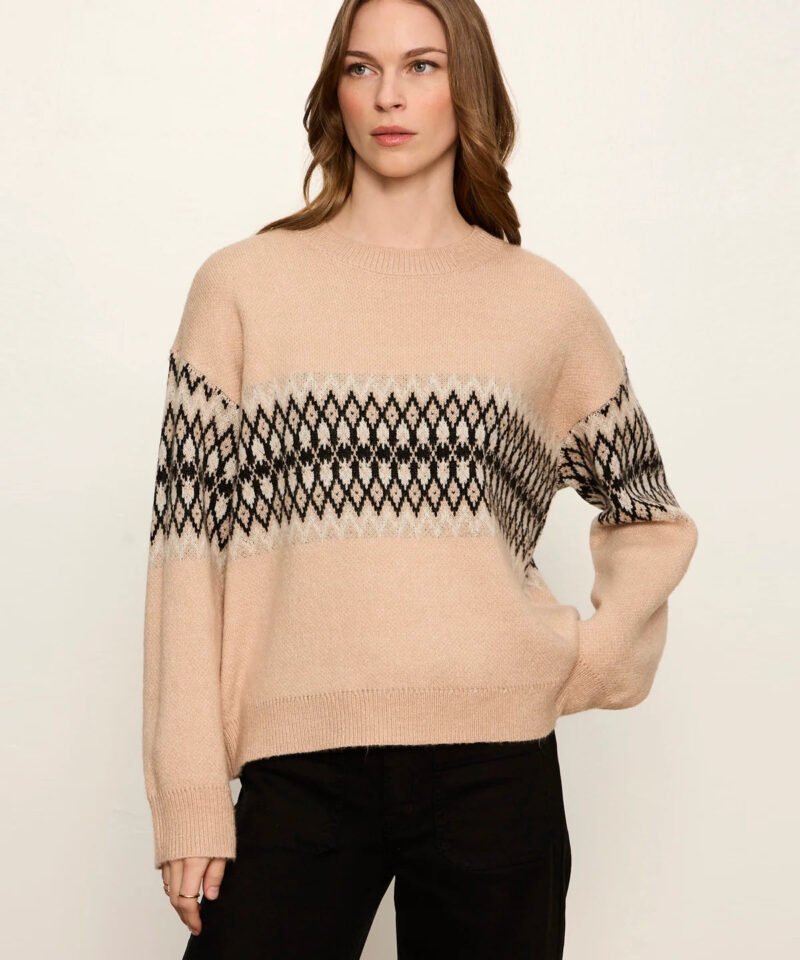 Argyle Crew Pullover- Hazelnut