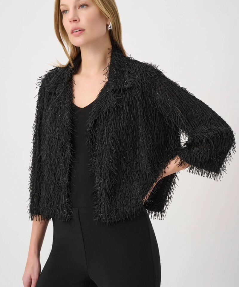 Fringed Short Blazer- Black