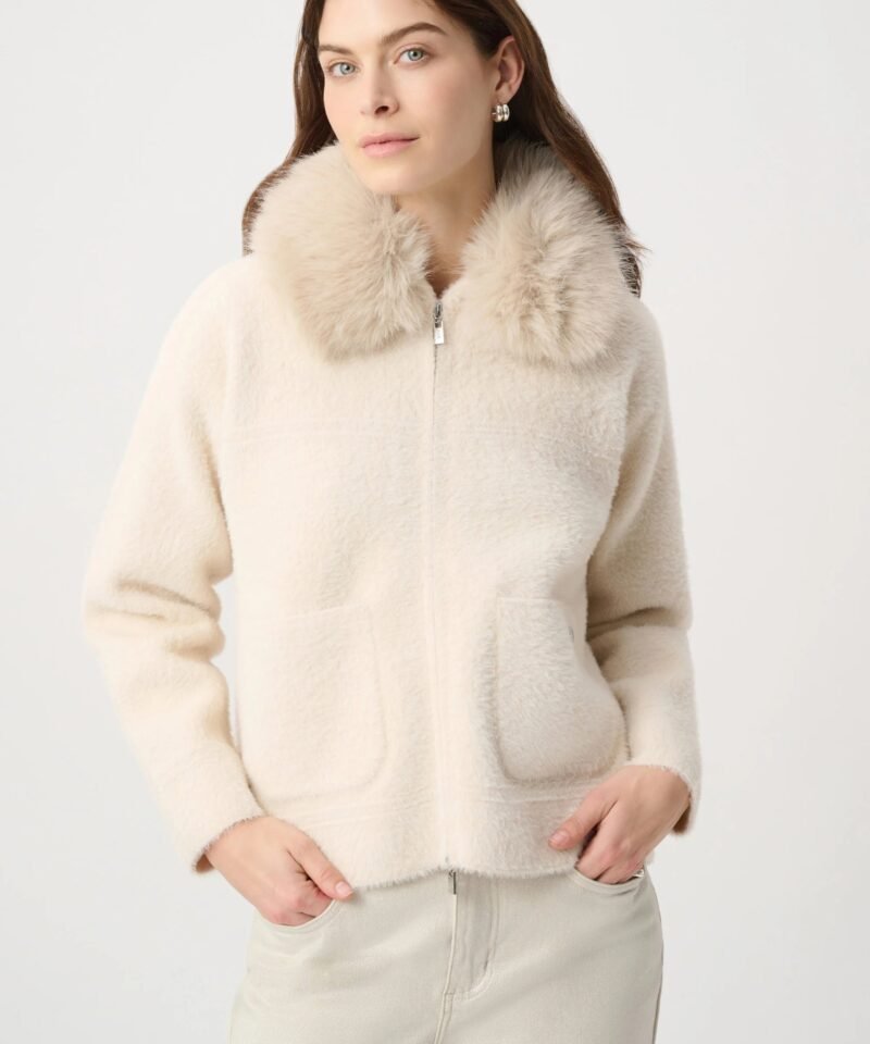 Detachable Faux Fur Collar Jacket- Birch