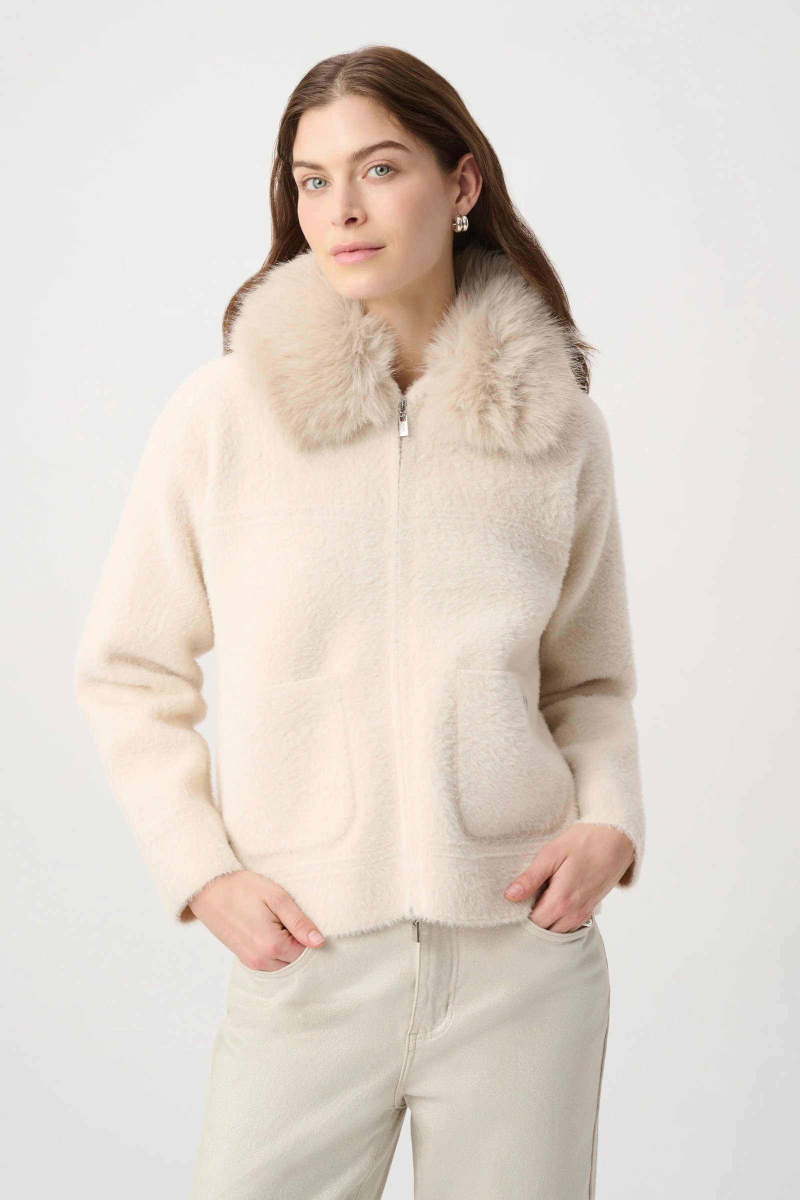 Detachable Faux Fur Collar Jacket- Birch