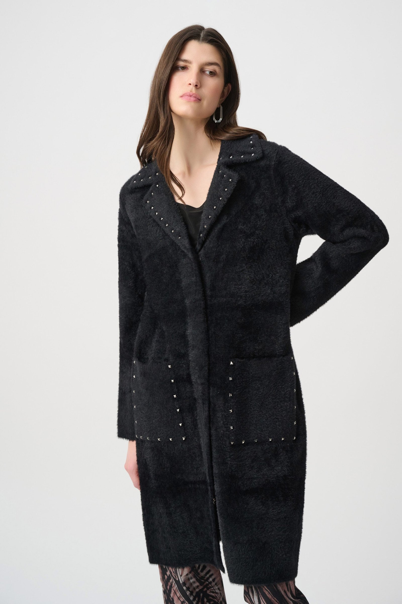 Studded Sweater Coat- Black