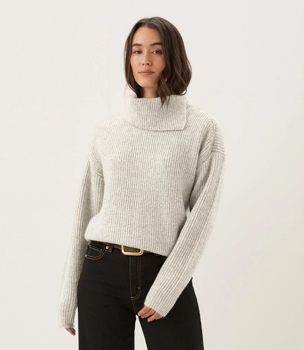 Split Neck Sweater- Ecru