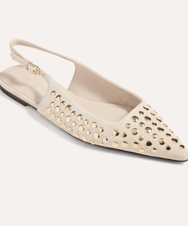 Bedford Flat- Bone Suede w/ Gold Studs