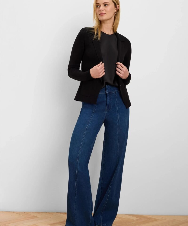 Elegant Knit Tailored Blazer- Black Onyx