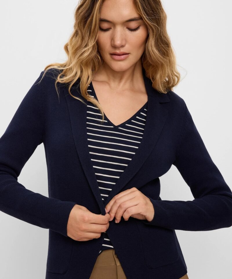 Elegant Knit Tailored Blazer- Dark Indigo