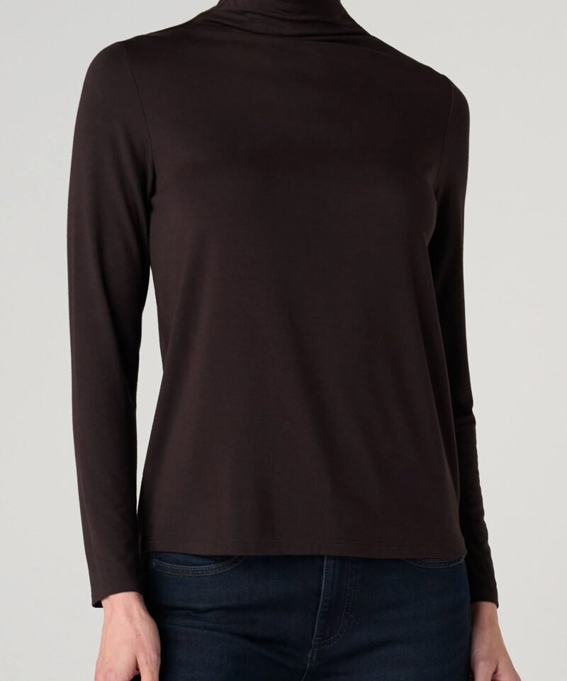 Mock Neck Long Sleeve Knit Top- Java