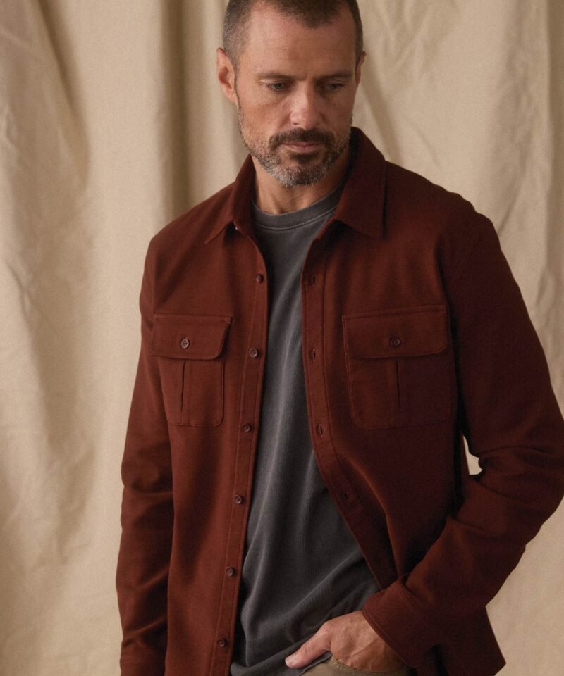 Comfort Terry Shirt Jacket- Spiced Brandy