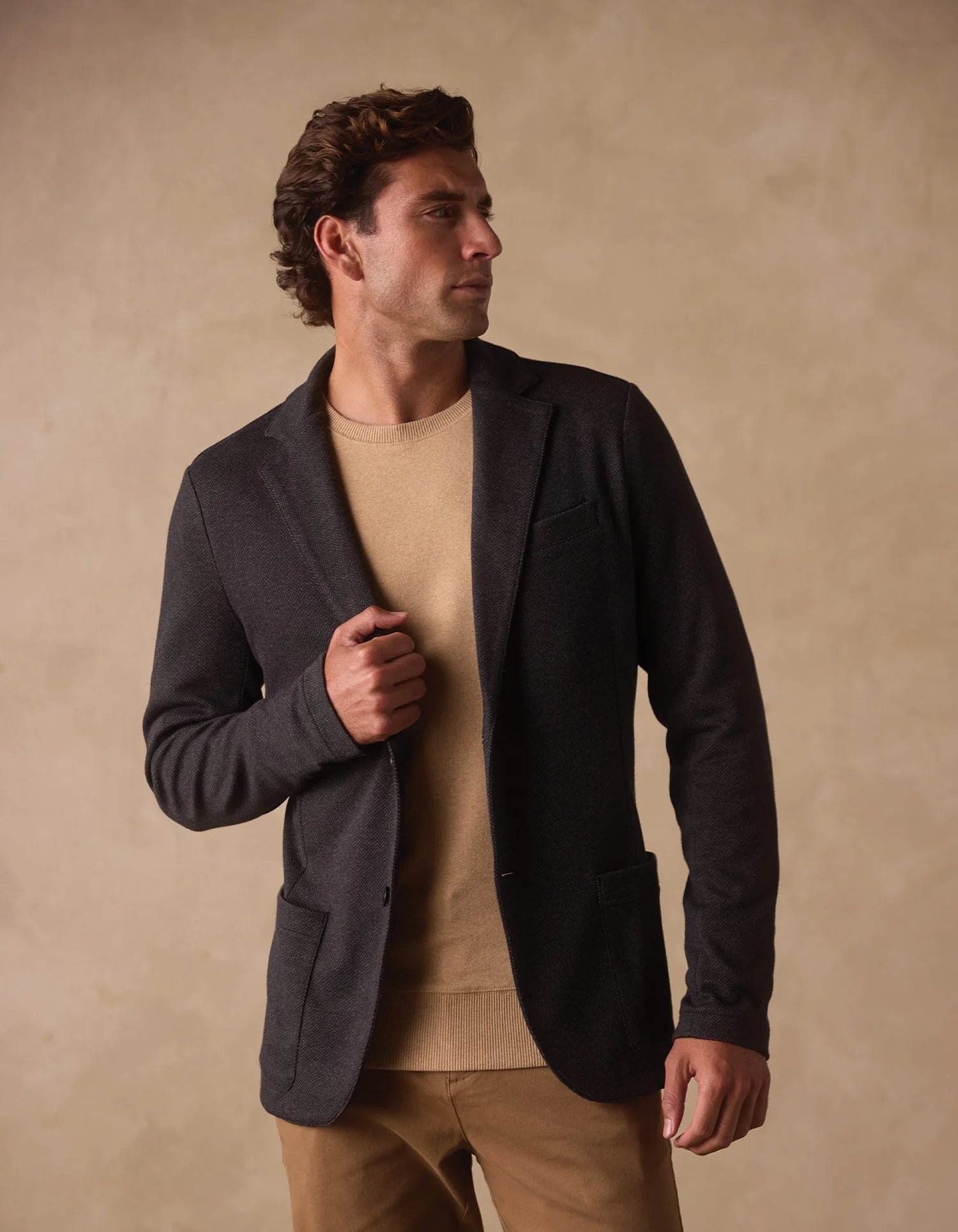 Stretch Knit Blazer- Charcoal