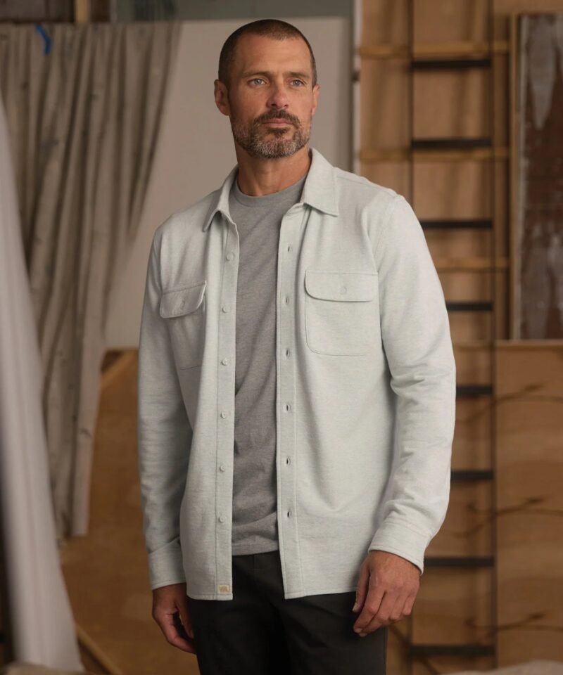 Textured Knit Shirt- Blue Fog