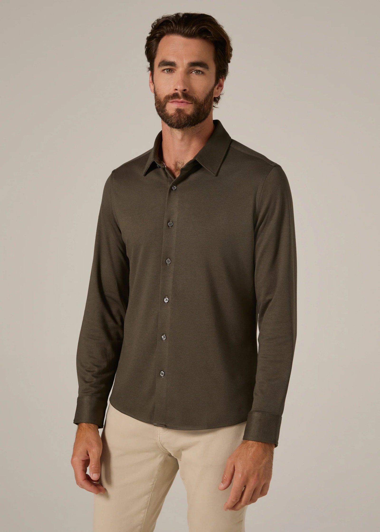 Bowery Long Sleeve Shirt- Olive
