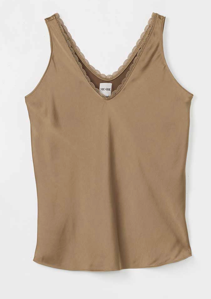 Lace Trim Day Gloss Tank- Hazelnut