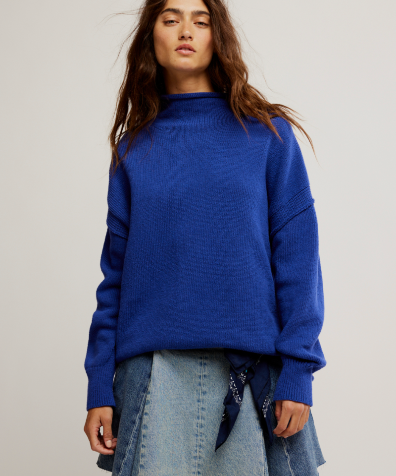 Torres Roll Neck Sweater- Skipper Blue