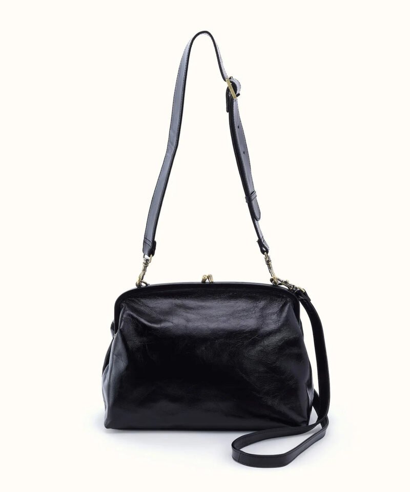 Alba Frame Large Shoulder Bag- Polished Black