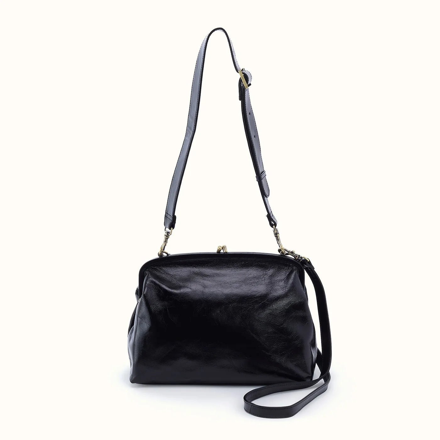 Alba Frame Large Shoulder Bag- Polished Black