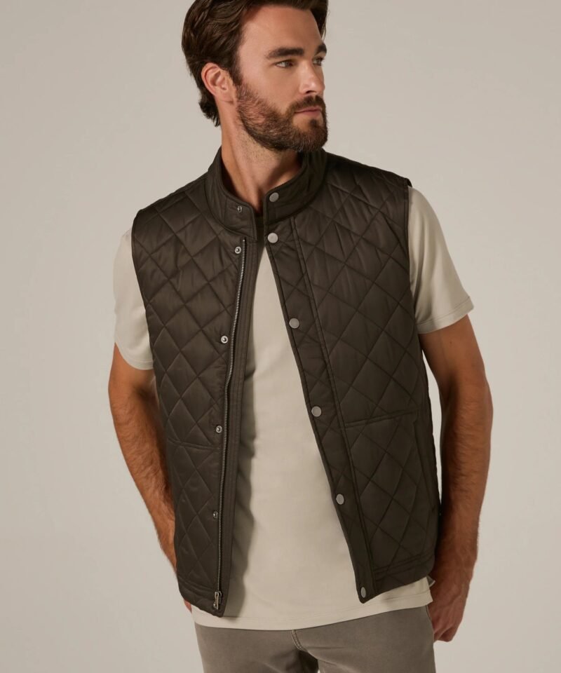 Crest Quilted Vest- Olive