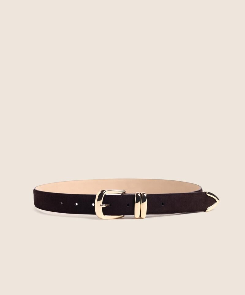 The Suede Jordan Belt- Chocolate w/ Gold